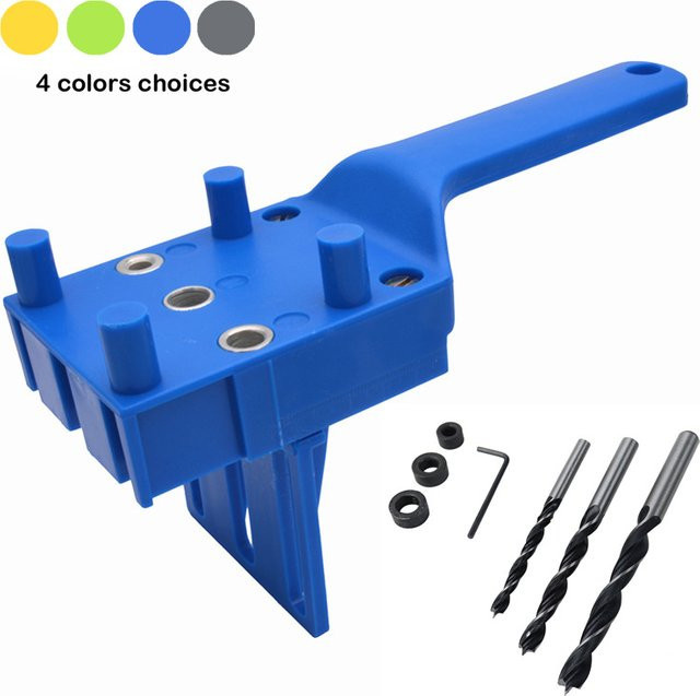 Dübel Jig Bohrer Guide für die Holzbearbeitung mit Loch Locator und Klemme, Gelb, 8 mm - Bild 1