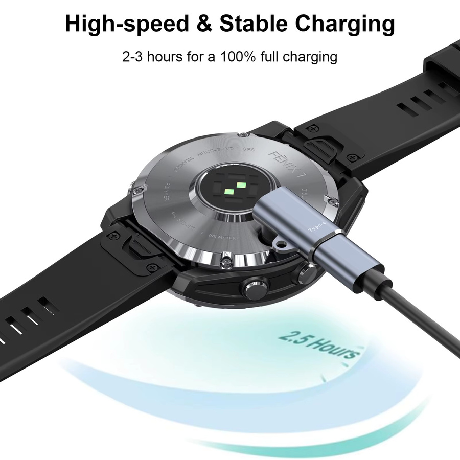 USB-C Ladeadapter für Garmin Smartwatches in Schwarz - Bild 4