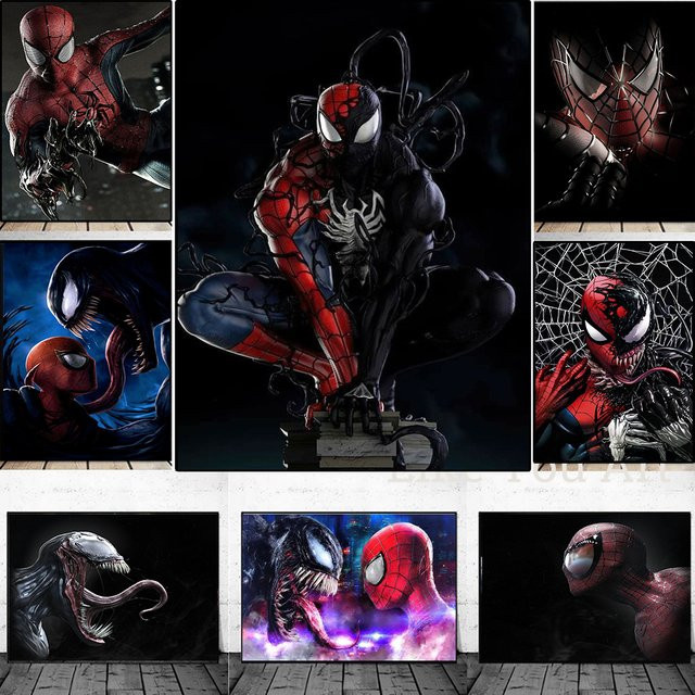 Beast Kingdom Marvel Comics Poster Venom und Spiderman Symbionte HD-Druck Multicolor - Bild 1