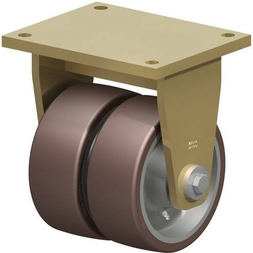 Blickle Doppel-Bockrolle BSD-GB 202K in Silber und Braun mit 200 mm Durchmesser und einer Tragfähigkeit von max. 2850 kg - Bild 1