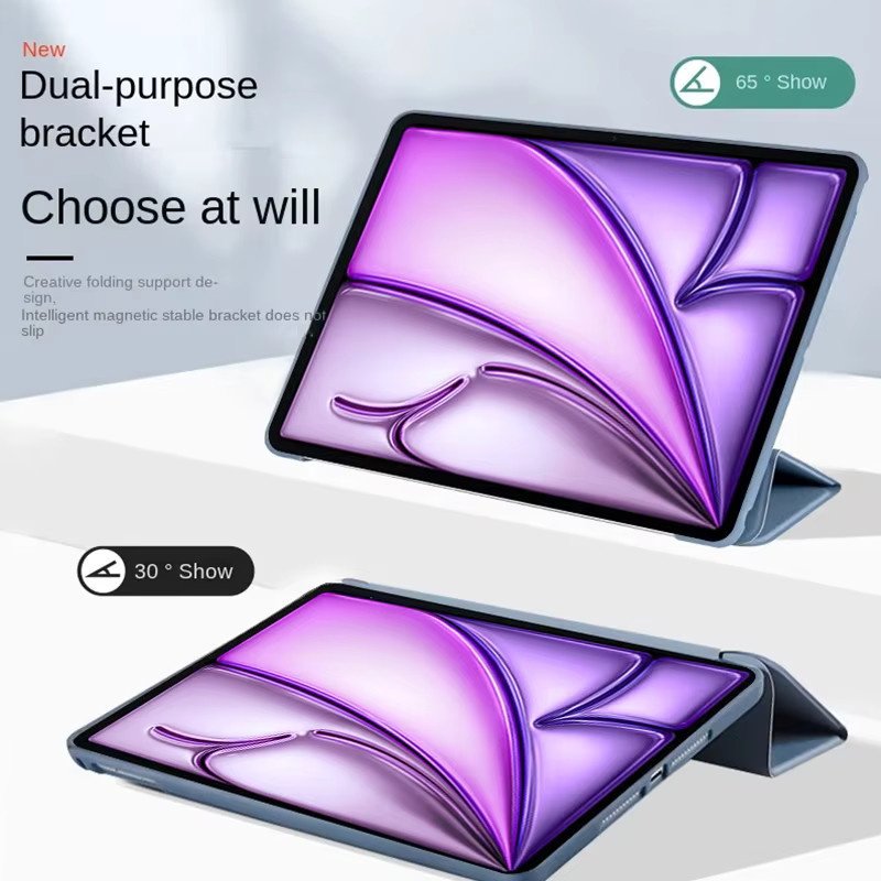 Magnetische Schutzhülle für Apple iPad Air 11 Zoll 2025/2026 mit Silikon-Rückseite und Klappständer in Schwarz - Bild 2