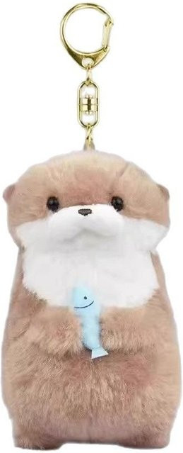 Schlüsselanhänger Kawaii Otter mit Fisch, Plüschmaterial, Unisex - Bild 1