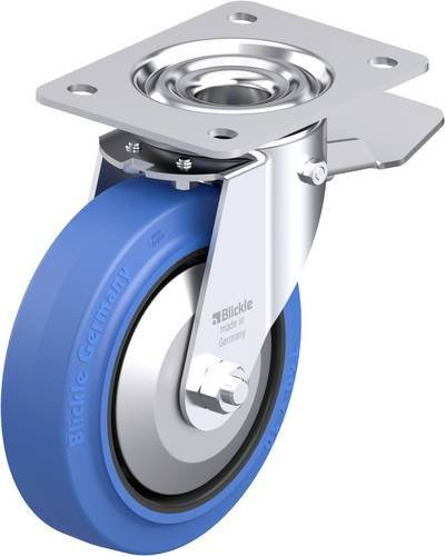 Blickle Stahlblech-Lenkrolle LE-POEV 160XR-ST-SB-FA in Schwarz-Blau mit 160 mm Rad-Durchmesser und 300 kg Tragfähigkeit - Bild 1