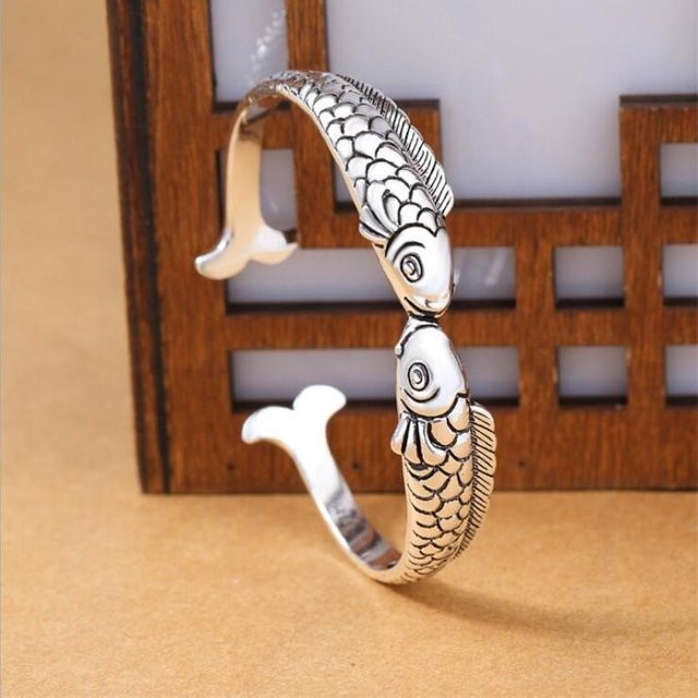 Rui Di Armband, 925 Silber, Doppel Fisch, Schwarz, Damen - Bild 1