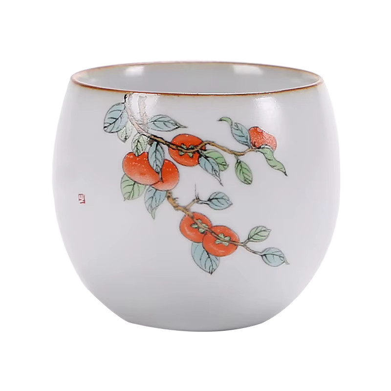 Keramische Teetasse im Ru-Ofen-Stil mit Knisterglasur in Weiß für Gongfu-Tee und Meditation - Bild 4