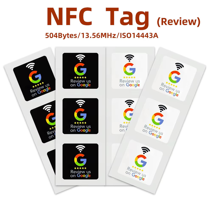 SZGHR NFC Google-Bewertungsetiketten Programmierbar 504 Bytes 13,56MHz Schwarz B: 3 cm, B: 3 cm - Bild 2