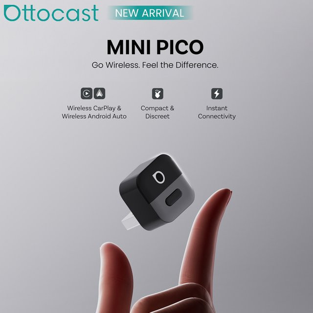 Ottocast Mini Pico 2-in-1 Kabelloser CarPlay und Android Auto Adapter in Schwarz mit Wi-Fi und Plug-and-Play - Bild 1