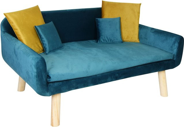 Hundesofa Nando von SILVIO DESIGN in Petrol mit Samtbezug im Retrostyle - Bild 1