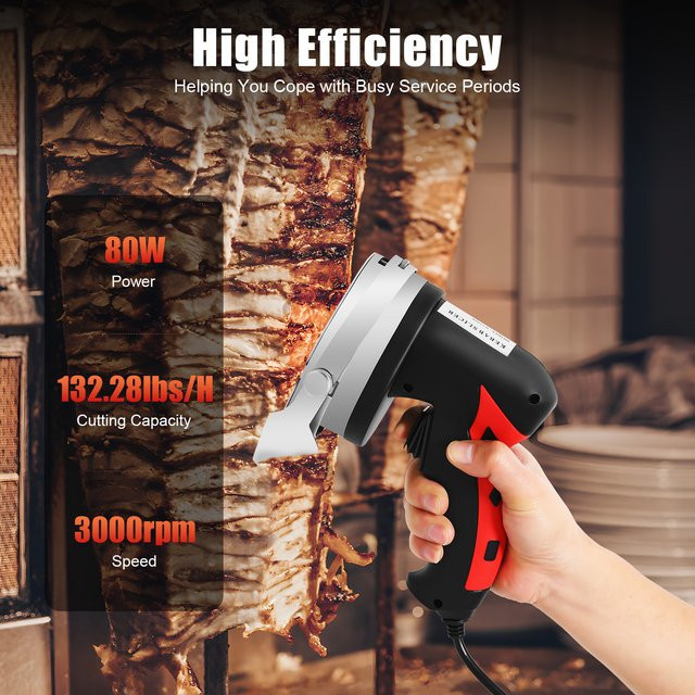 Bymaocar Elektrisches Shawarma-Messer Kebab-Schneider in Rot für BBQ und Gyros, 220-240V - Bild 1
