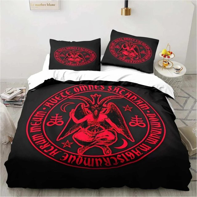 Bettwäsche Set Satan Teufel Design von Binchi Outdoor Product in Schwarz, bestehend aus 1x Bettbezug und 1x Kissenbezug, Breite: 70 cm, Länge: 133 cm - Bild 1