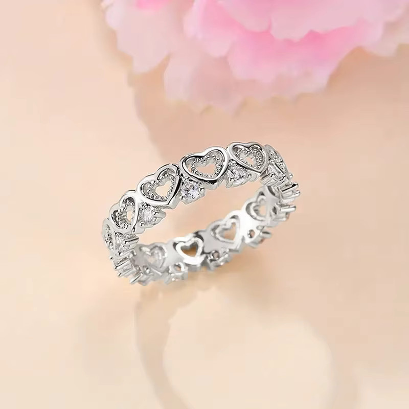 Huitan Trendy Liebesringe, Zirkonia, Silber, Damen - Bild 2