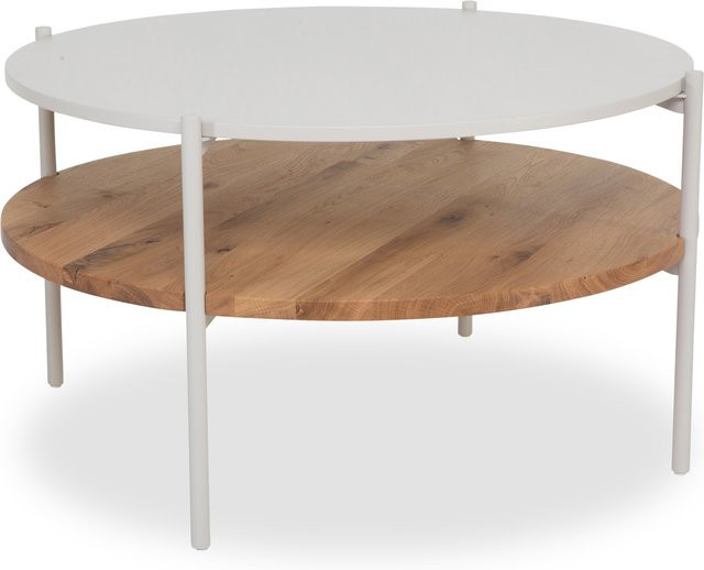 Couchtisch MONDO KENZA aus Wildeiche massiv in Braun und Beige, B/T/H: 80,0 x 45,0 x 45,0 cm - Bild 1