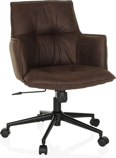 hjh LIVING Home Office Bürostuhl SOLAO LIFE in Vintage-Optik aus Stoff mit Armlehnen, Braun - Bild 1