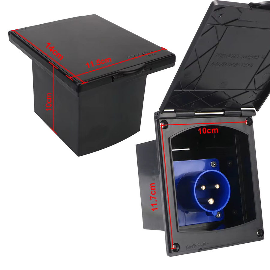 Wasserdichte Marine Steckdose mit Abdeckung für RV und Camper, bündiger externer Anschluss 220V-240V 16A - Bild 3