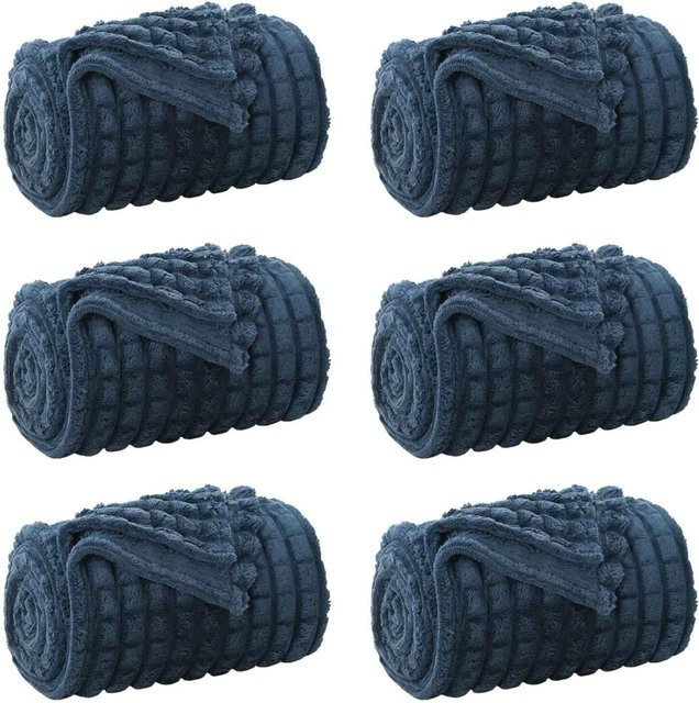 6er-Set vidaXL Fleece-Wohndecken Marineblau, B/B: 200 x 150 cm - Bild 1