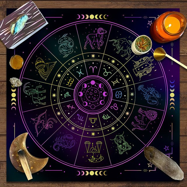 VIKAMA Mystic Astrology Tischdecke Nebula Divination Ceremony mit Sternen im Boho-Stil, Mehrfarbig - Bild 1