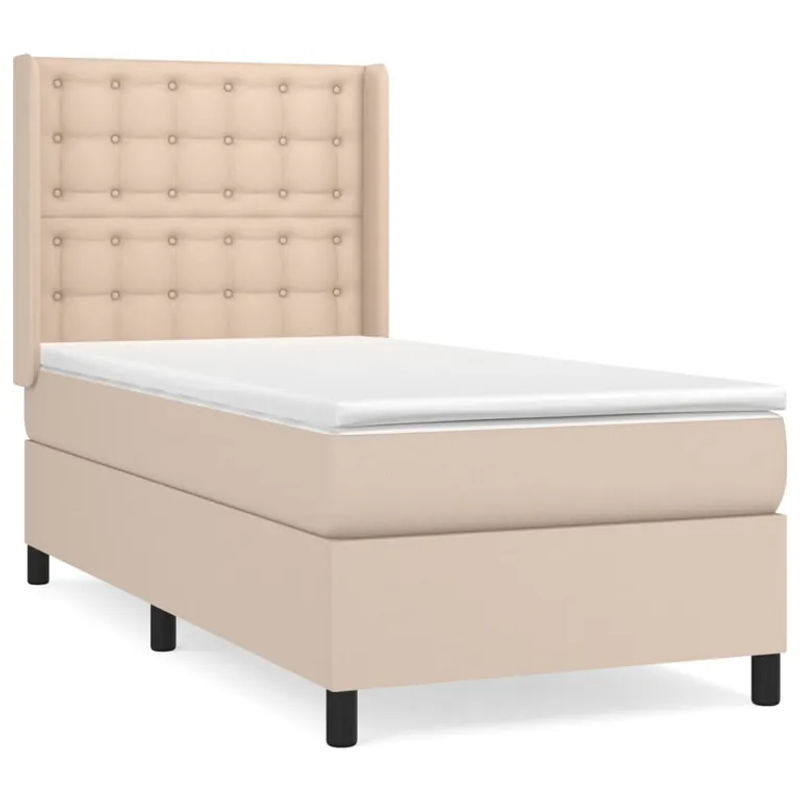 Vidaxl Kontinentalbett mit Matratze in Cappuccino, modernes Boxspringbett aus Kunstleder, B/T: 90 x 190 cm - Bild 2