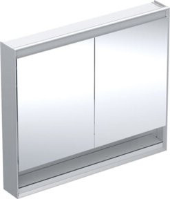 Geberit Spiegelschrank One mit 2 Türen, Weiß/Silber, LED-Beleuchtung und Sensor-Schalter, B/H/T: 105 x 90 x 15 cm - Bild 1