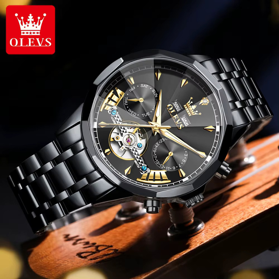 OLEVS Armbanduhr, Automatik, Edelstahl, Silber, rautenförmig, Herren - Bild 3