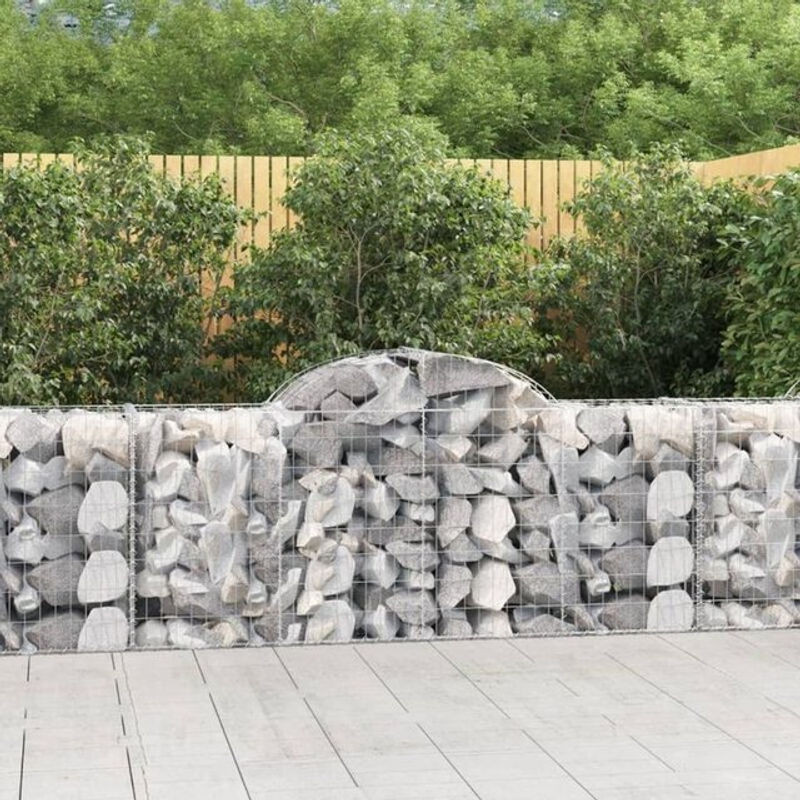 Vidaxl Gabionen mit Hochbogen 40 Stück aus verzinktem Eisen in Silber, B/T/H: 200 x 50 x 80/100 cm - Bild 1