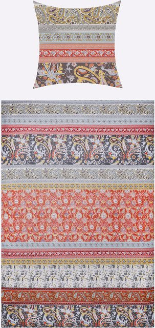 Wäschepur Bettwäsche aus 100% Baumwolle mit Paisley-Muster in Grau und Multicolour, Orientalisches Design, B/H: 135 x 200 cm - Bild 1