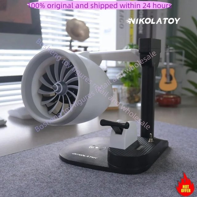 NIKOLATOY Kreativer Desktop-USB-Flugzeugmotor-Turbo-Jetfan, mit kabellosem Laden - Bild 1