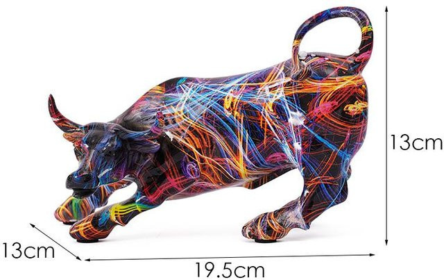 Yiran Furniture Dekorative Kuh-Figur aus Harz in Bunt mit Wassertransferdruck-Design für Schreibtisch und Wohnzimmer - Bild 1
