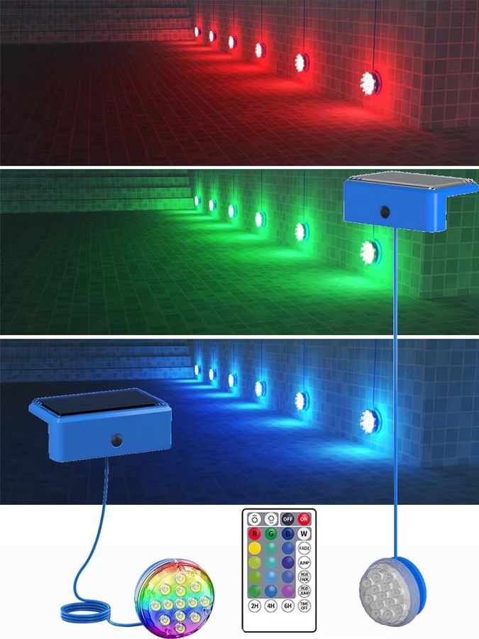 VENUSWING Solar Pool LED Licht mit Fernbedienung und Timer, RGB Farbe, IP68 Wasserdicht für Schwimmbad, Fischteich und Brunnen - Bild 6