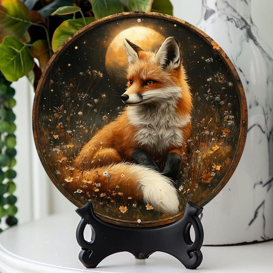 Rundes Aluminium-Metall-Wandschild mit Fuchs-Motiv von Potdemiel, Mehrfarbig, Durchmesser: 20 cm - Bild 5