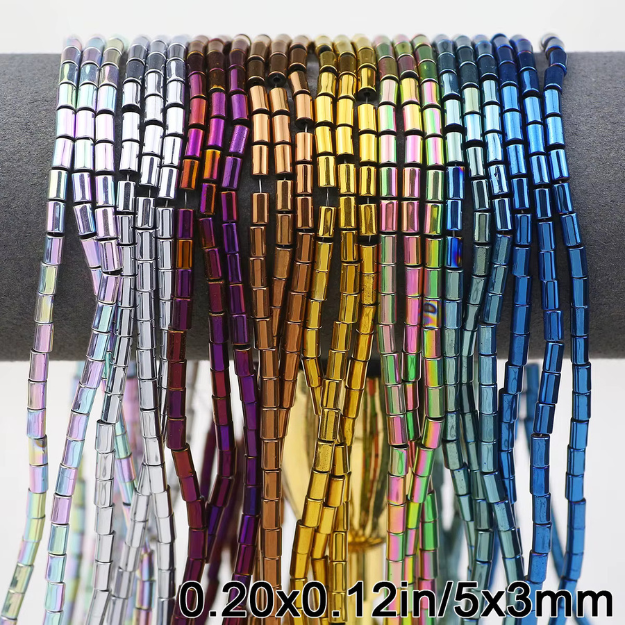 JHNBY Abstandsperlen Hämatit-Naturstein, zylinderförmig, 5 x 3 mm - Bild 5