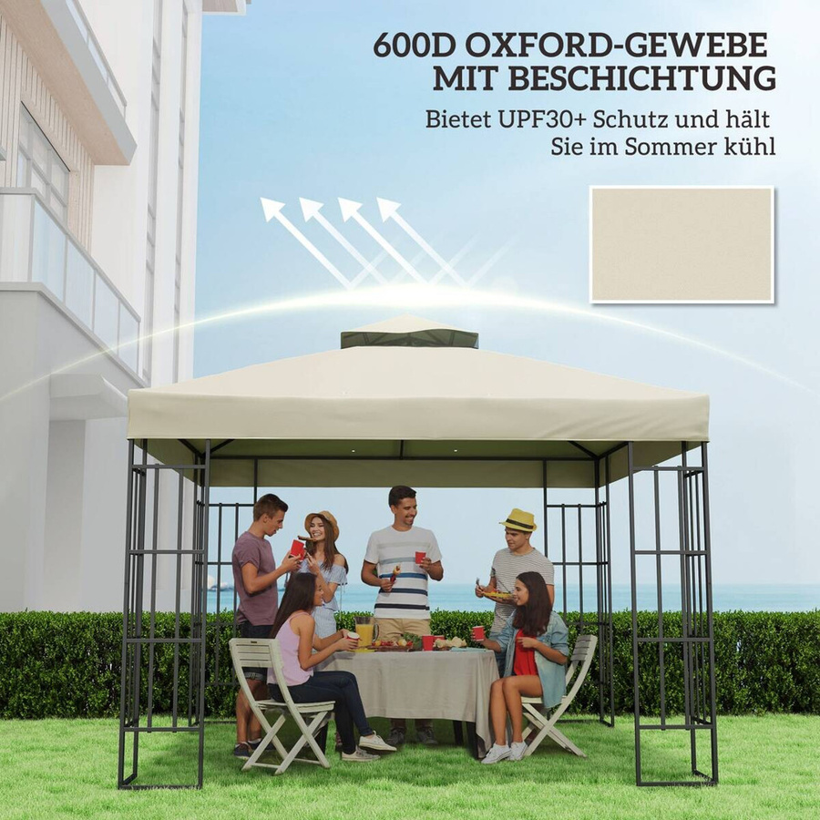 Outsunny Ersatzdach für Pavillon aus Oxford-Stoff, wasserabweisend, Cremeweiß, B/H/T: 300 x 1 x 300 cm - Bild 3
