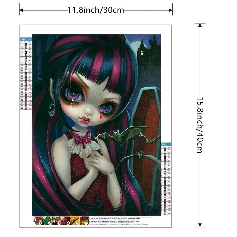 DIY Rundes Diamantgemälde Cartoon Girl Stickerei Kreuzstich Vollmosaik B: 30 cm, H: 40 cm - Bild 2