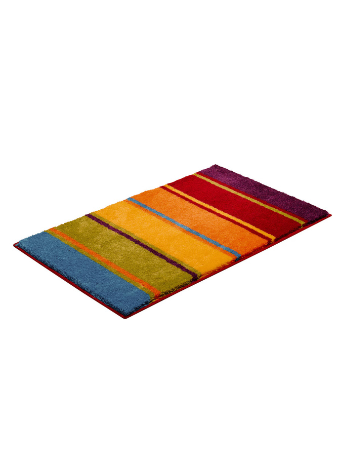 Rutschfeste Badematte gestreift in Orange, Gelb und Multicolour aus 100% Polyacryl, rechteckig und für Fußbodenheizung geeignet - Bild 2