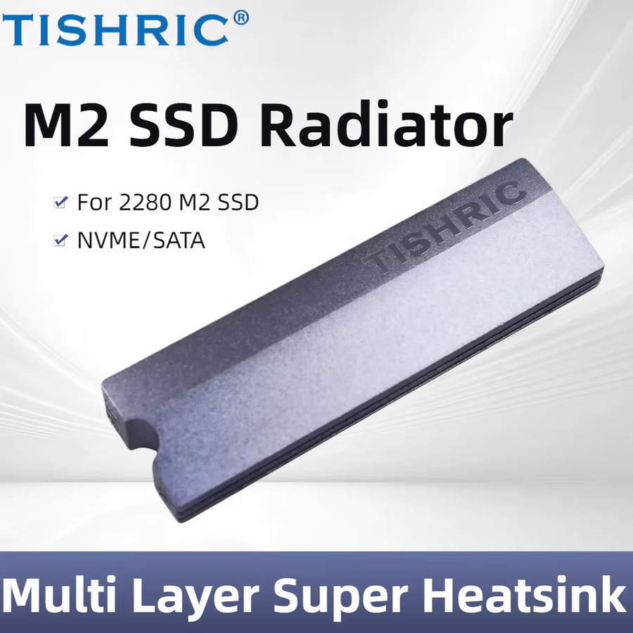 TISHRIC M.2 2280 NVMe SSD Kühler aus Aluminiumlegierung mit Wärmeleitpad in Silber - Bild 4