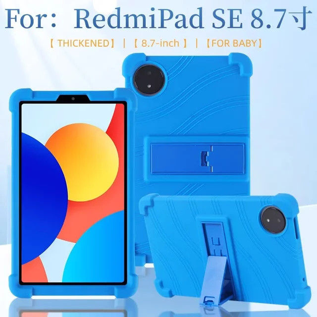 Stoßfeste Silikon Schutzhülle mit Standfunktion für Xiaomi Redmi Pad SE 4G 2024 8,7 Zoll in Blau - Bild 1