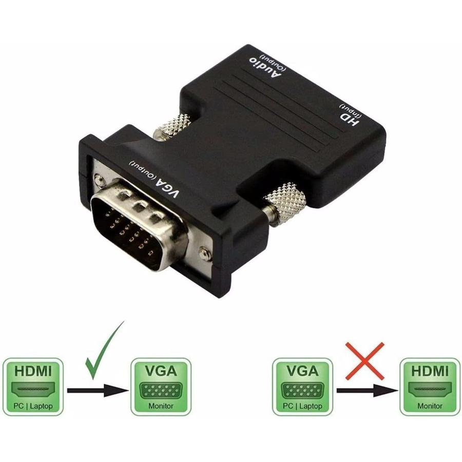 LccKaa HDMI-zu-VGA-Adapter in Schwarz mit 3,5-mm-Audioanschluss für 1080P Auflösung, kompatibel mit PC, Laptop, PS4, Monitor und Projektor - Bild 6
