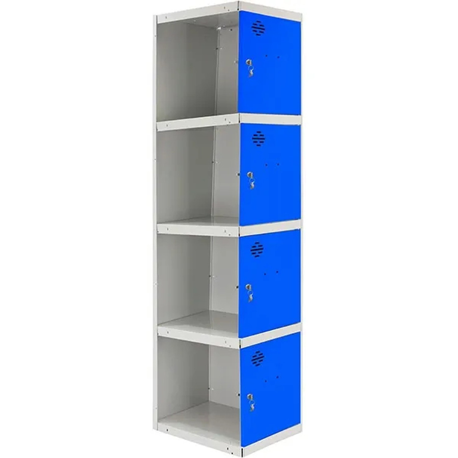 PROREGAL Spind AMEGO Anbaumodul mit 4 Abteilen, Schließfach Garderobe, Grau-Blau, H x B x T: 180 x 40 x 50 cm - Bild 2