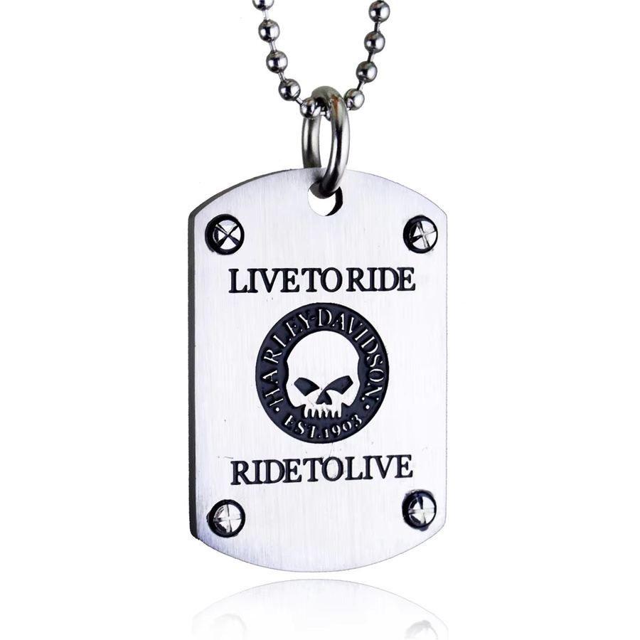 Harley Davidson Anhänger Totenkopf, Edelstahl, Silber, Unisex - Bild 2