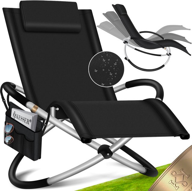 KESSER Relaxliege Liegestuhl aus schwarzem Textilene in ergonomischer Form, faltbarer Gartenstuhl mit 180 kg Belastbarkeit, B/T/H: 174 x 78 x 89 cm - Bild 1