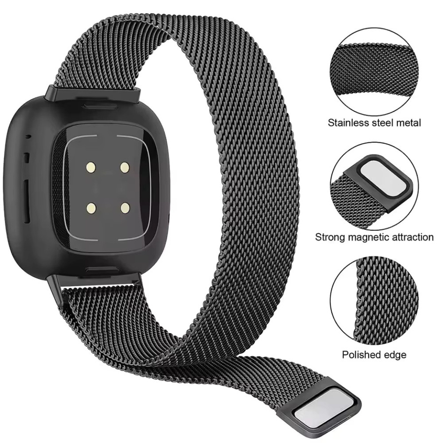 Fitbit Uhrenarmband Milanaise, Edelstahl, Schwarz, Unisex - Bild 2