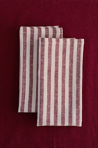 Jotex Serviette im 2er-Pack gestreift rot B/B: 45,0 x 45,0 cm - Bild 1