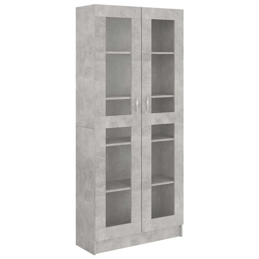 vidaXL Vitrinenschrank Betongrau mit Glastüren und Regalböden, B/T/H: 82,5 x 30,5 x 185,5 cm - Bild 2