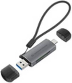 Conceptronic BIAN05G 2-in-1 Dual Plug Kartenleser USB 3.0 in Grau mit USB-A und USB-C für SD, MicroSD, SDHC und SDXC - Bild 1
