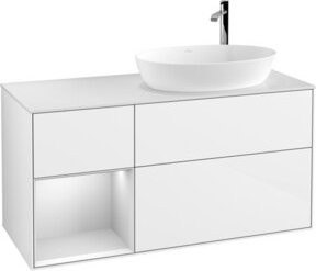 V&B Waschtischunterschrank Finion mit Wandbeleuchtung, Farbe: Weiß lackiert, Breite: 120 cm, Tiefe: 50,1 cm, Höhe: 50,1 cm - Bild 1
