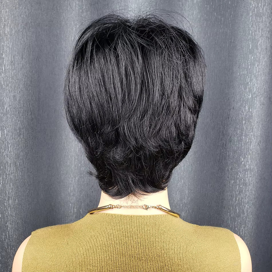 OYM HAIR Kurzhaar-Perücke, Pixie-Schnitt, brasilianisches Remy-Haar, Damen - Bild 3