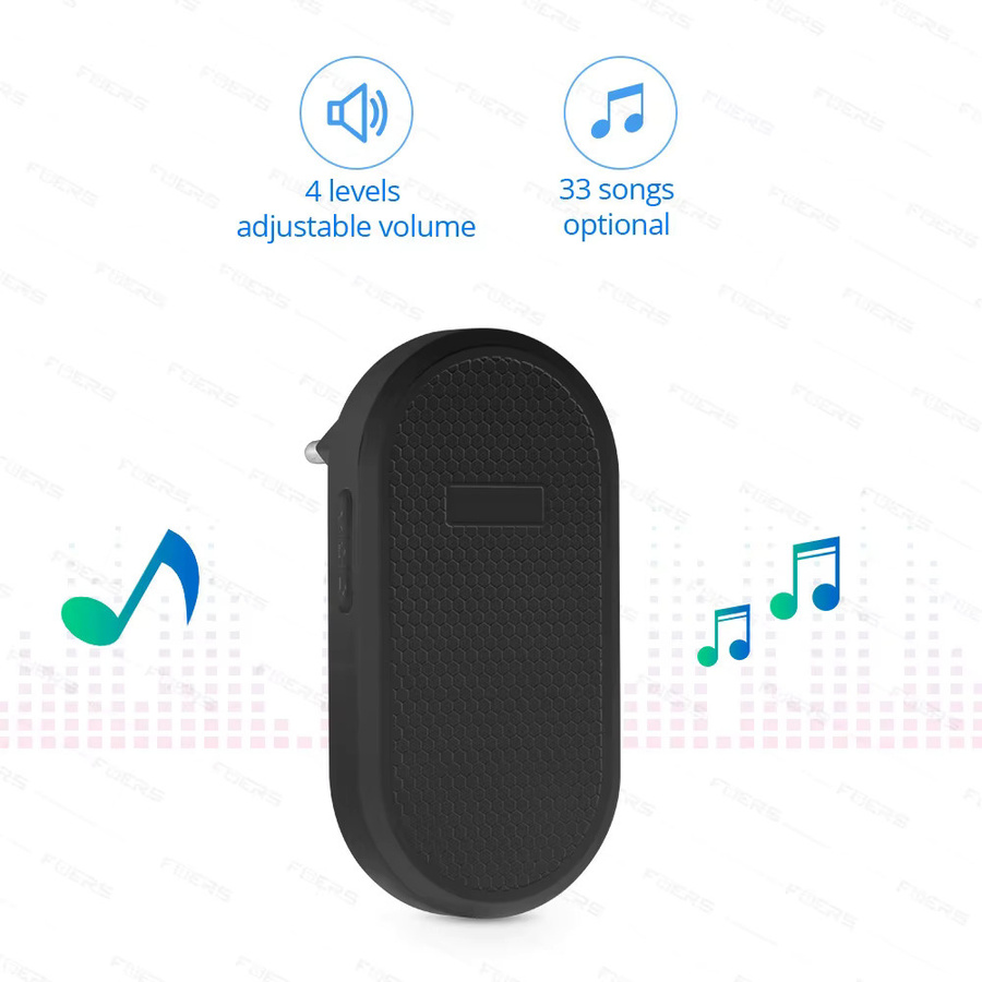 Drahtlose Smart-Türklingel M558 in Schwarz mit 32 Melodien, wasserdicht und batteriebetrieben - Bild 3