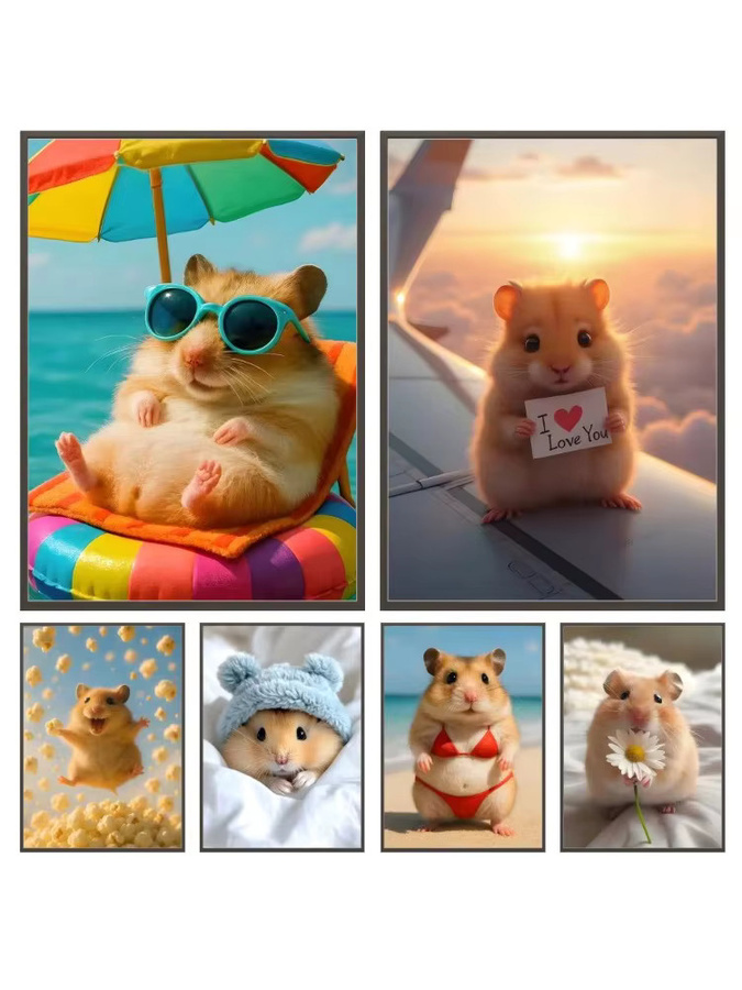 bilibili Diamant-Malerei-Set, Hamster-Cartoon-Charakter, DIY-Mosaik-Stickerei-Geschenkset - Bild 2