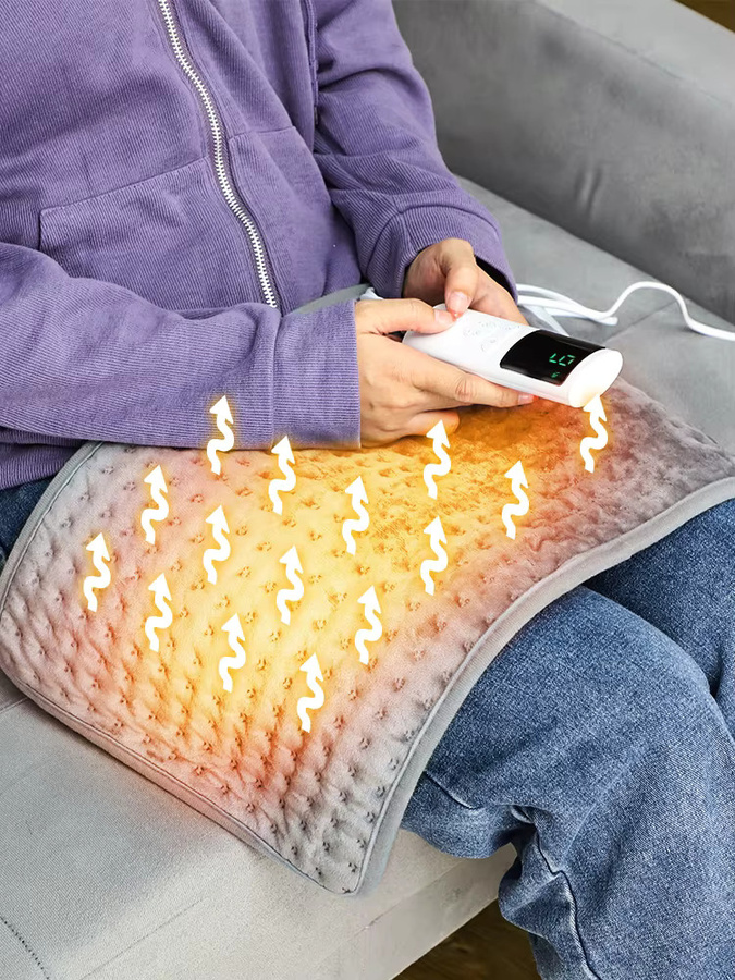 AFDEAL Elektrische Heizdecke in Grau mit 9 Heizstufen, beheizbare Matte für Körper, Rücken und Beine, B/T: 60 x 30 cm - Bild 5