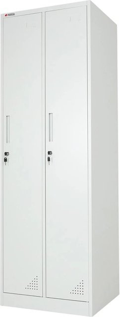 PROREGAL Spindschrank ELEPHANT aus Metall in Lichtgrau mit 2 Abteilen, Kleiderstangen und Kleiderhaken, Höhe: 180 cm, Breite: 60 cm, Tiefe: 50 cm - Bild 1