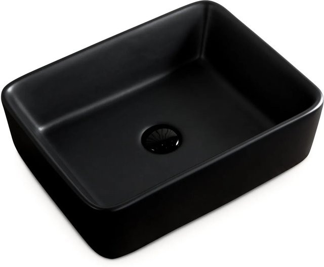 Stilform Aufsatzwaschbecken Soho aus Keramik, Matt Schwarz, B: 48 cm, T: 37 cm, H: 13 cm - Bild 1